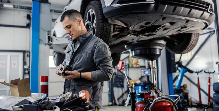 Vehicle undergoing maintenance