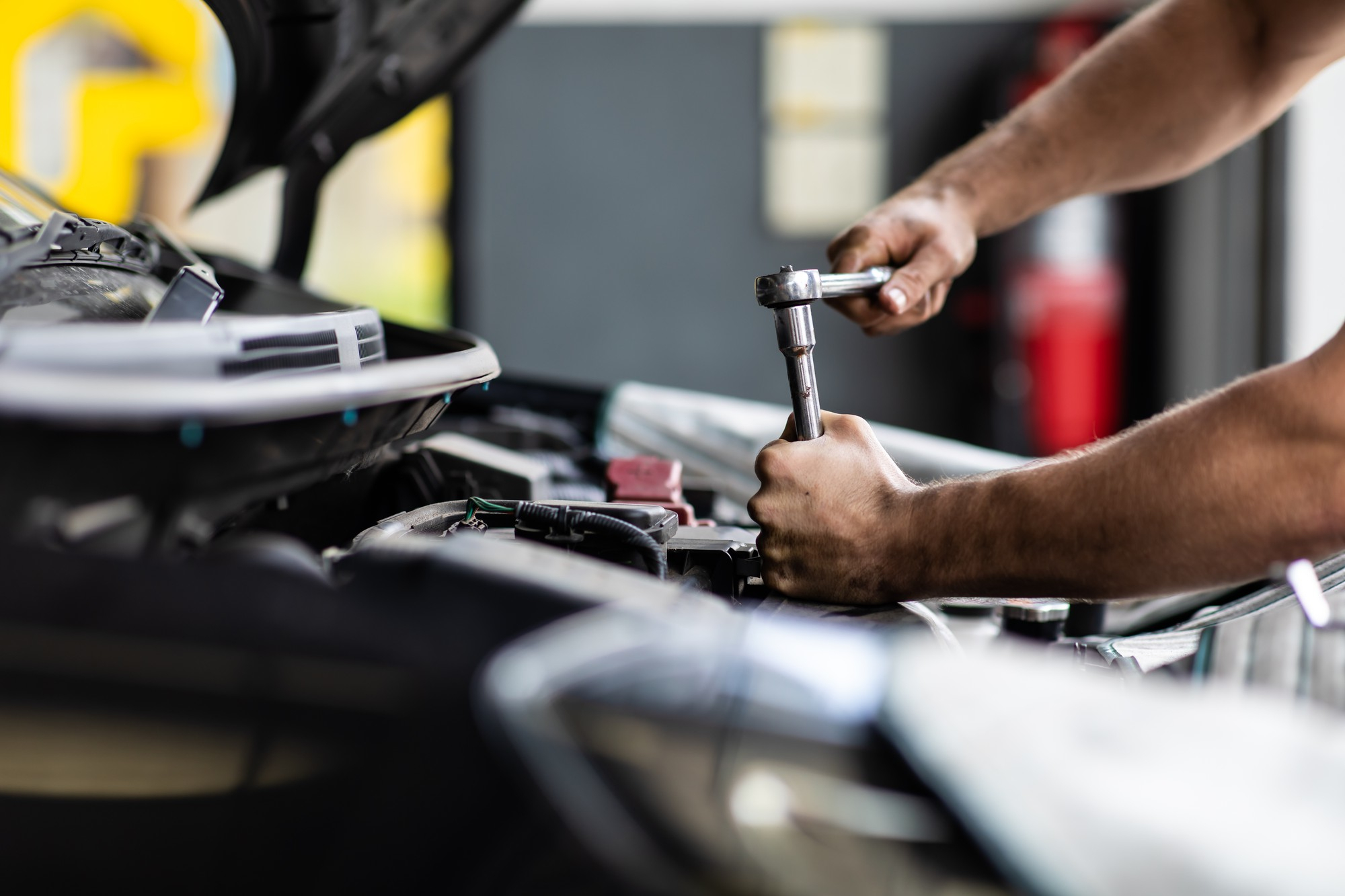 Engine undergoing maintenance