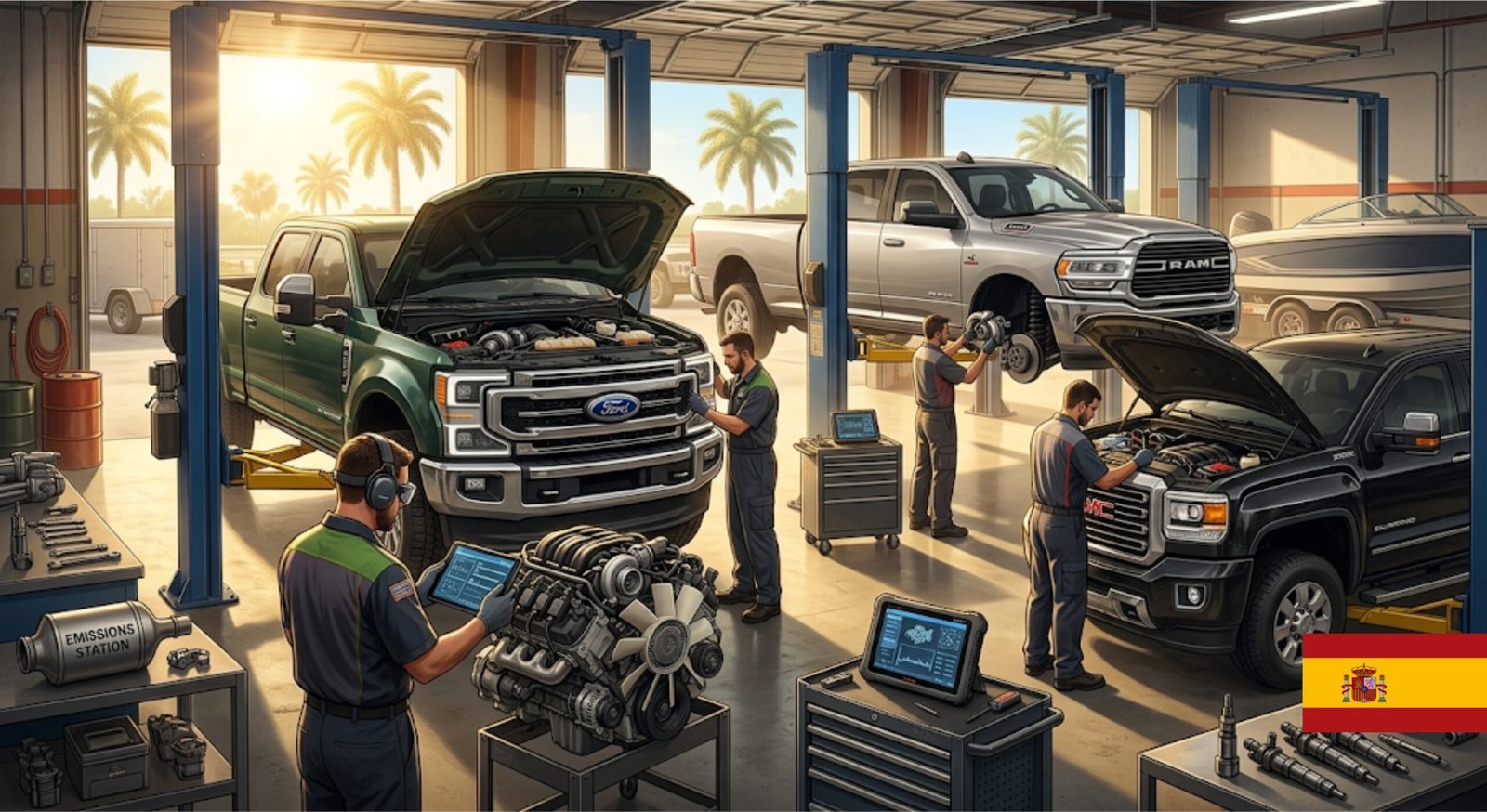 Reparación de Camión Diésel en Orlando FL: Guía Ford Power Stroke, Cummins y Duramax