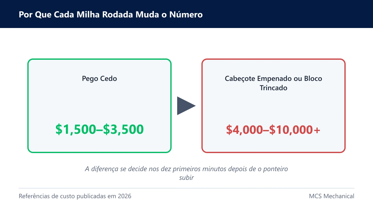 Comparativo de dois níveis: reparo cedo contra troca de motor