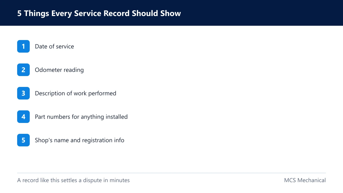 Five-item checklist of what every service invoice should show