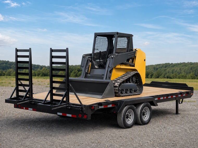 Flatbed trailer with equipment